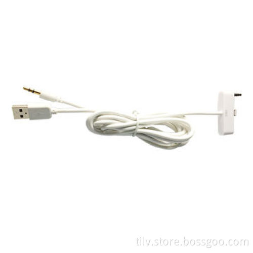 3.5mm car aux audio adapter cable for iPhone 5, supports charger & sync